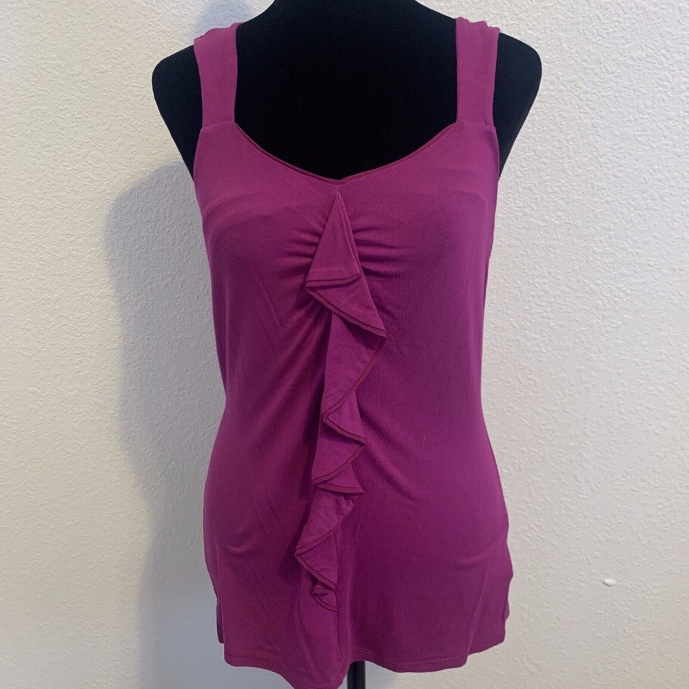 White House Black Market Magenta Purple Ruffle Tank Top Women's Size XS